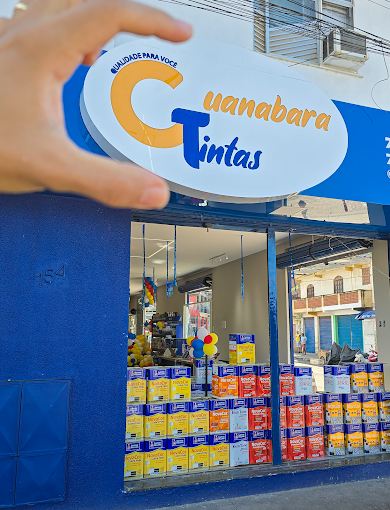 Detalhe da fachada da Guanabara Tintas